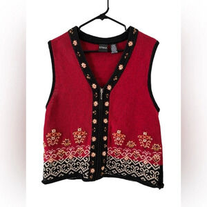 Vintage Erika floral embroidered knit sweater vest